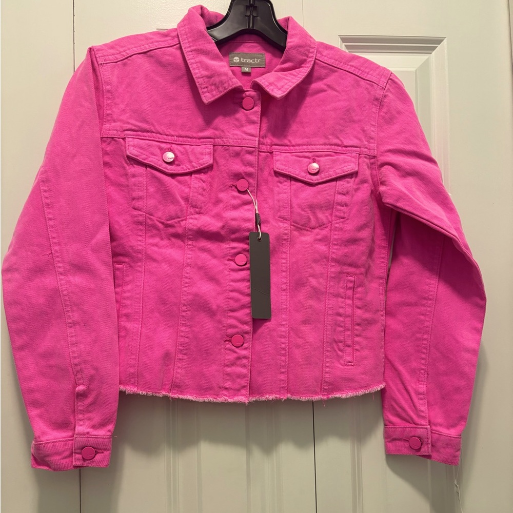 Neon pink jean jacket
